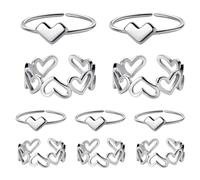LJFEA Set di 5 Anelli d'Argento con Cuore di Scheletro Donne INS Nuova Marea Ragazza Dolce Elegante Anello Hip Hop Gioielli Regalo per Gli Amici Durevole e Bello