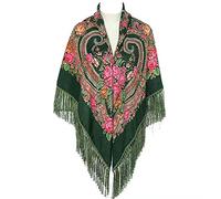 LJGFW Russo Quadrato Sciarpe ucraino Fascia Plaid Sciarpe Musulmano Hijab Copricapo Turbante Stoffa Scialli Avvolge Stile Retrò Etnico
