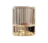 LJHFG63KUYT Bicchieri in vetro Bicchieri da whisky di lusso a strisce verticali, bicchieri vecchio stile con fondo spesso e testa leone in rilievo 3D, 150 ml per succhi(Gold)