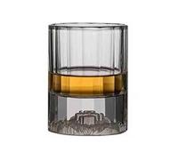 LJHFG63KUYT Bicchieri in vetro Bicchieri da whisky di lusso a strisce verticali, bicchieri vecchio stile con fondo spesso e testa leone in rilievo 3D, 150 ml per succhi(Transparent)