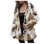 LJHH Giacca da Donna con Cappuccio in Morbida Pelliccia Sintetica Cappotto in Soffice E Calda Pelliccia Cappotti Media Lunghezza Pelliccia Ecologica Donna Giacche Giubbino Donna Invernale Giubbotto