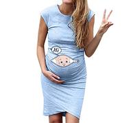 LJHH Pigiama Camicia da Notte Premaman da Donna Morbido in Cotone Morbido Manica Lunga Pigiama per Allattamento in Pizzo Elegante Vestito da Notte Gravidanza Abito in Pizzo Striscia
