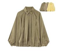 ljhjdkxf Bomber imbottito da donna, oversize, maniche a pipistrello, orlo a palloncino, leggero, stile streetwear, con zip frontale (Brown,M)
