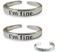 ljhjdkxf Sto bene - Anelli Intimation Save Me, Anelli aperti personalizzati, Gioielli di coppia con incisione vintage semplice per fidanzate, mogli e amiche (2 PCS)