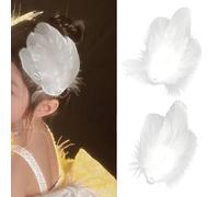 LJHYSD 2 fermagli per capelli con piume di cigno bianco copricapo per donne accessori con piume per ragazza forcine per capelli struzzo perla stile balletto spettacolo teatrale