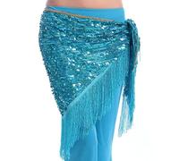 LJISEHG Cintura da danza del ventre da donna, Sciarpa triangolare con paillettes scintillanti, Ornamento in vita da danza fluida con nappe lunghe,(13)