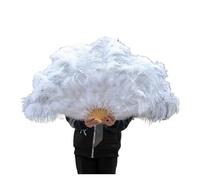 LJISEHG Grande ventaglio Pieghevole con Piume da 100 cm, Elegante ventaglio di Piume for la Danza sul palco, Festival e Decorazioni for la casa(White,2PCS)