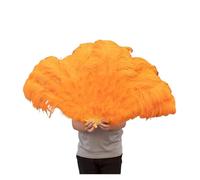 LJISEHG Grande ventaglio Pieghevole con Piume da 100 cm, Elegante ventaglio di Piume for la Danza sul palco, Festival e Decorazioni for la casa(Orange,2PCS)