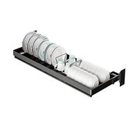 LJISEHG Scolapiatti da Cucina Multifunzionale a Parete, Salvaspazio con Vassoio for la Raccolta dell'Acqua, Ideale for Riporre Utensili da Cucina,(Nero,65 cm/25.6 inches)
