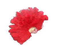 LJISEHG Ventaglio Pieghevole in Piuma 15 Ossa, Design con Molla a Gas a Chiusura Morbida, ventaglio Portatile con Piume Colorate for l'uso Quotidiano della Festa di Nozze(Red,10 PCS 70cmx40cm)