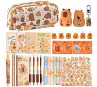 LJJINGXS Simpatico set regalo con astuccio Capybara, include astuccio, penna a sfera Capybara, penna colorata, gomma, segnalibro, mini quaderno, temperamatite, adesivi, portachiavi.