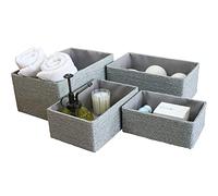 LJM Cesti Organizzatori Set di 4 per Armadi e Cassetti Grigio Contenitori a Cubo Impilabili per la Casa e l’Ufficio Contenitore Cosmetico Scrivania