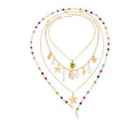 Ljmyy Confezione Di 4 Strati Shell Collane Con Perle E Catene Di Cristallo Stagione Beach Shell Collana Per Le Donne Beach Jewelry Se