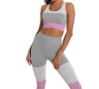 Ljmyy Set da allenamento da donna in 2 pezzi Abiti da yoga senza cuciture Open Racerback Reggiseno sportivo Crop Top Leggings Fitness Running Collant Tute Yoga Leggings per le donne a vita alta con