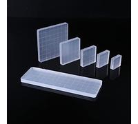 Ljmyy Set di 6 blocchi di timbri in acrilico trasparente essenziale per timbratura con griglia e manico per album di ritagli, blocchi di timbri