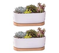 Ljmyy Vaso da fiori in ceramica con fori di drenaggio per interni ed esterni, 2 pezzi