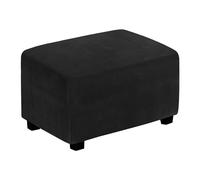 LJWDYS Coperture ottomane Rettangolare, Copri Pouf poggiapiedi con Fondo Elastico (Color : Black, Size : XXL)