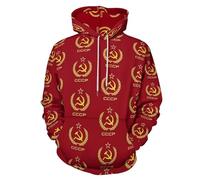 LJWWEI Russo URSS Hammer and Sickle CCCP Comunista Casual Felpe con cappuccio allentato Felpa con cappuccio Autunno Manica Lunga Felpe con cappuccio, Rosso, L