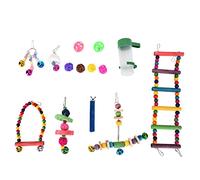 LjwZekyrnt 14 Pezzi Set di Giochi per Uccelli Gabbia Altalena Giocattoli da Masticare per Addestramento con Scaletta per Pappagalli Animali Domestici