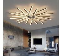 LJX 100cm Lampadario Ventilatore con Telecomando Moderno Ventilatore da Soffitto con 20 Luci Silenzioso Estate Inverno Modalità Dimmerabile Reversibile DC Plafoniera con Ventilatore, Nero