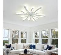 78cm Lampadario Con Ventilatore Da Soffitto Silent Plafoniera Ventilatore Dimmerabile Timer Motore Dc Reversibile Moderna Ventola Soffitto Con Luce per Camera Da Letto Soggiorno, Bianco