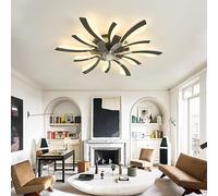 LJX 78cm Lampadario Con Ventilatore Da Soffitto Silent Plafoniera Ventilatore Dimmerabile Timer Motore Dc Reversibile Moderna Ventola Soffitto Con Luce per Camera Da Letto Soggiorno, Nero