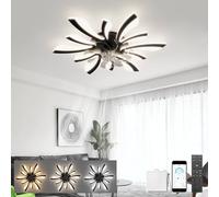 LJX Lampadario con Ventilatore da Soffitto con Telecomando DC Plafoniera con Ventilatore Led Soffitto Silenzioso Dimmerabile Estate e Inverno Cucina Camera da Letto, Nero