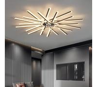 LJX Lampadario Ventilatore con Telecomando APP Reversibile DC Grande Ventilatore da Soffitto con Luce Dimmerabile 6 Velocità Lampadari Ventola per Soggiorno Camera da Letto, Nero, 100cm