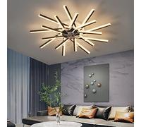 LJX Lampadario Ventilatore con Telecomando APP Reversibile DC Grande Ventilatore da Soffitto con Luce Dimmerabile 6 Velocità Lampadari Ventola per Soggiorno Camera da Letto, Nero, 92cm