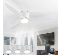 LJX Ventilatore da Soffitto 106 cm con Luce Compatibile con Alexa Controllo Vocale Lampadario Ventilatore Silenzioso Dimmerabile Reversibile Timer per Soggiorno Camera ca Letto, Bianco