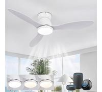 LJX Ventilatore da Soffitto con Luce Compatibile con Alexa 106cm Lampadario Ventilatore Smart Bianco Silenzioso Dimmerabile Reversibile 6 Velocità per Camera da Letto Soggiorno