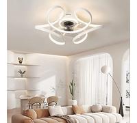 Ventilatore Da Soffitto Con Telecomando E Luce Design Dc Lampadario Con Ventola a Soffitto Per Cameretta Timer Dimmerabile Reversibile Modalità Inverno/estate Plafoniera Con Ventilatore,Bianco