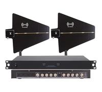 LJXFYSD Distribuzione Dell'Antenna Uhf, Amplificatore di Segnale per Microfono Wireless, Amplificatore di Segnale per Microfono Wireless con 2 Palette per Antenne, Gamma di Frequenza 450-950 MHz