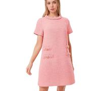 LJYAUTO Abito da donna anni '60 Mod 2024 Tweed elegante formale girocollo mini abito vintage con bottoni a maniche corte abiti linea A, rosa, L