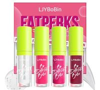 LJYBoBin Set di lucidalabbra in 4 colori, olio per labbra colorato, lucidalabbra a lunga durata, antiaderente, lucido e volumizzante, olio idratante che illumina le labbra