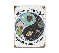 LJYdesigins Targa in latta retrò, con scritta "Moon of My Life My Sun and Stars, Yin Yang, Ying Yang, Neon, Cactus, Let That Go, Find Balance, UFO, Zen, Space, Moon, for Pub Restaurant Kitchen Cafe