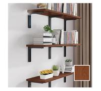 LJYKBFL Mensole sospese da parete, set di 3 mensole portaoggetti da parete, con robuste staffe in metallo per soggiorno, bagno, camera da letto, cucina (color noce, 80x20 cm)