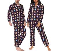 LJYTMZ Set Pigiama Personalizzato, Due Pezzi Set Pigiama Maniche Lunghe con Tasca, Abbigliamento Notte Loungewear con Foto, Loungewear Regali per la papà Mamma Natale-Style 10||s