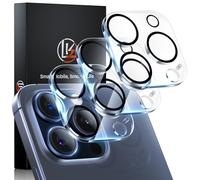 LK 3 Pezzi Camera Protector per iPhone 15 Pro/iPhone 15 Pro Max Camera, [One Piece Design] [Military Standard Ultra Clear] [Anti Scratch] 9H Hardness HD Aluminium Alloy Camera Protector Glass- Black