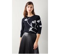 LK Bennett Henrietta Floral Knitted Sweater Black/cream Taglia: S | Maglioni a maglia Outlet | Donna | Nero