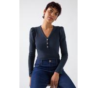 LK Bennett Tj Carla Rib Jersey Top Navy Taglia: M | Maglie a manica lunga Outlet | Donna | Blu