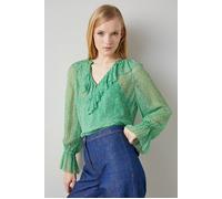 LK Bennett Tw Annie Frill Blouse Green Taglia: 34 | Magliette intime Outlet | Donna | Verde