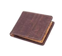LK Trend & Style Cork Bifold Wallet for Men, Vegan, Brown, 6 slot per carte, 11,5 x 9,5 cm, Sughero naturale con motivo nero, Länge: 19 cm - Höhe: 10 cm - Breite: 3 cm, Geometrico