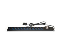 MULTIPRESA VERTICALE A 12 PORTE PER ARMADI RACK CON INTERRUTTORE MAGNETOTERMICO