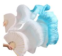 LKAMCBZMF Ventagli di Seta per Danza del Ventre, Ventaglio for Danza del Ventre in Seta Fatto a Mano con Sfumature, Varie Misure, 2 Pezzi(19,180- Imitation Silk)