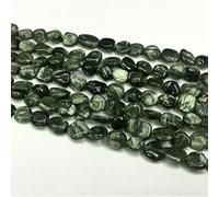 LKBEADS 1 Strands Natural Green Seraphinite Flat Nugget Free Form Fillet Irregular Pebble Beads Fit Jewelry Size: 5x6mm15" 04326
