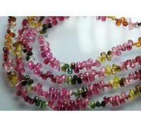 LKBEADS 8 Inches Strand, AAA Natural Tourmaline Pear Briolettes, Size 6-5mm