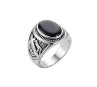 LKBEADS Anello con sigillo dei Cavalieri Templari in acciaio inossidabile 316L placcato argento, misura regolabile, gioiello con pietra di cristallo per ogni occasione |LK_SLF_CHR_0216_RJ