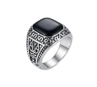 LKBEADS Anello con sigillo ispirato all'Impero Ottomano arabo, in acciaio inossidabile 316L placcato argento, misura regolabile, con pietra di cristallo, ideale per ogni occasione |LK_SLF_CHR_0181_RJ