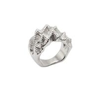 LKBEADS Anello Mountain Peak Statement in acciaio inossidabile 316L placcato argento, misura regolabile, gioiello per ogni occasione |LK_SLF_CHR_0314_RR